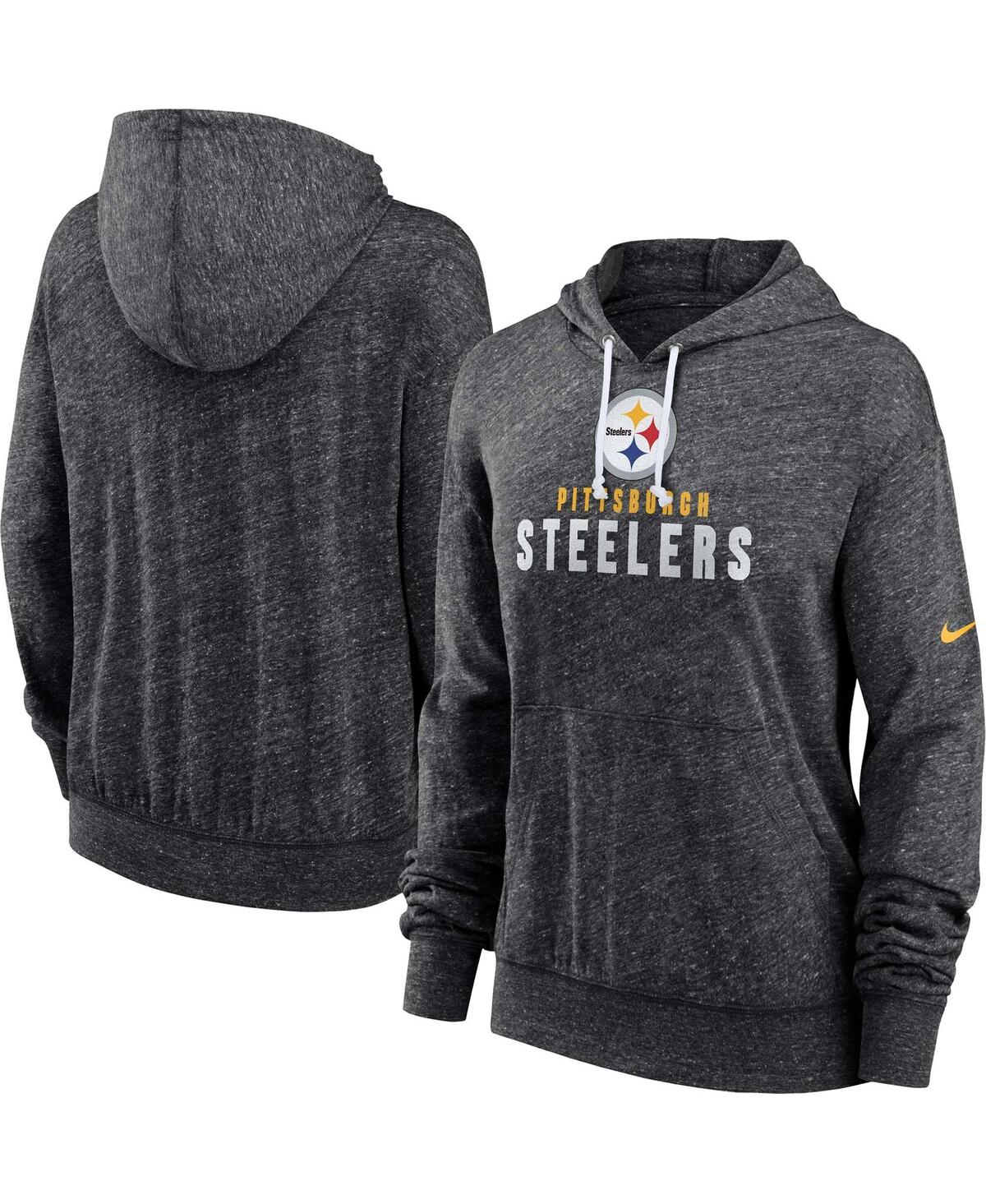 Women's NikePittsburgh Steelers Gym Vintage-Like Lightweight Hooded Top - Black
