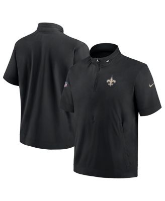 Men s Nike Black New Orleans Saints Sideline Coach Short Sleeve Hoodie Quarter Zip Jacket Macy s