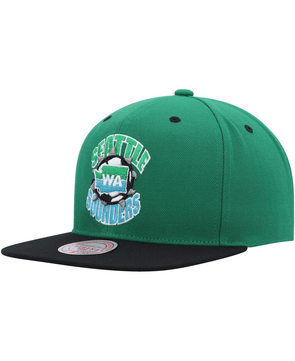 Shop Mitchell & Ness Men's  Rave Green Seattle Sounders Fc Breakthrough Snapback Hat