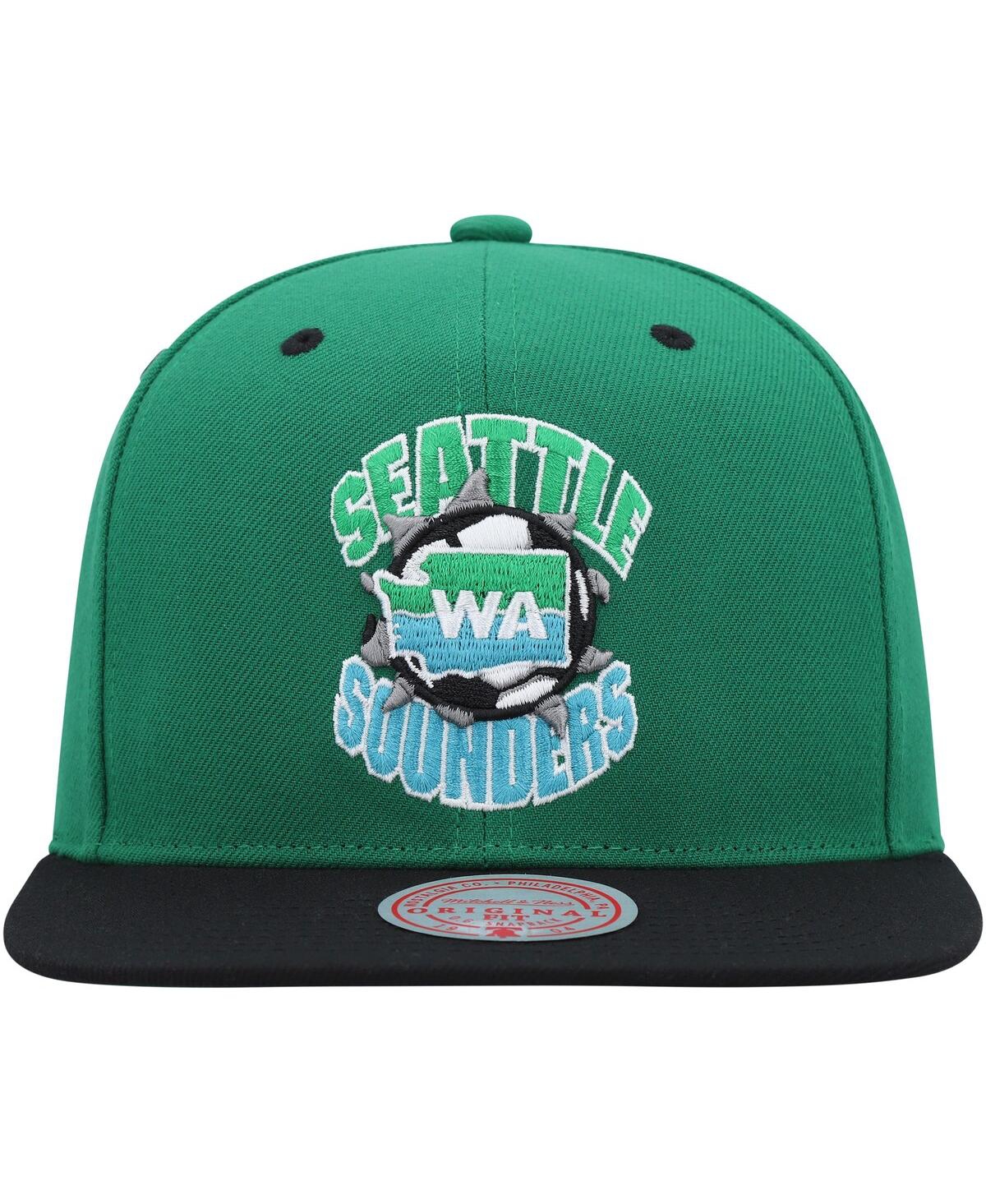 Shop Mitchell & Ness Men's  Rave Green Seattle Sounders Fc Breakthrough Snapback Hat