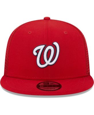 Men's Red Washington Nationals Team Color Trucker 9FIFTY Snapback Hat