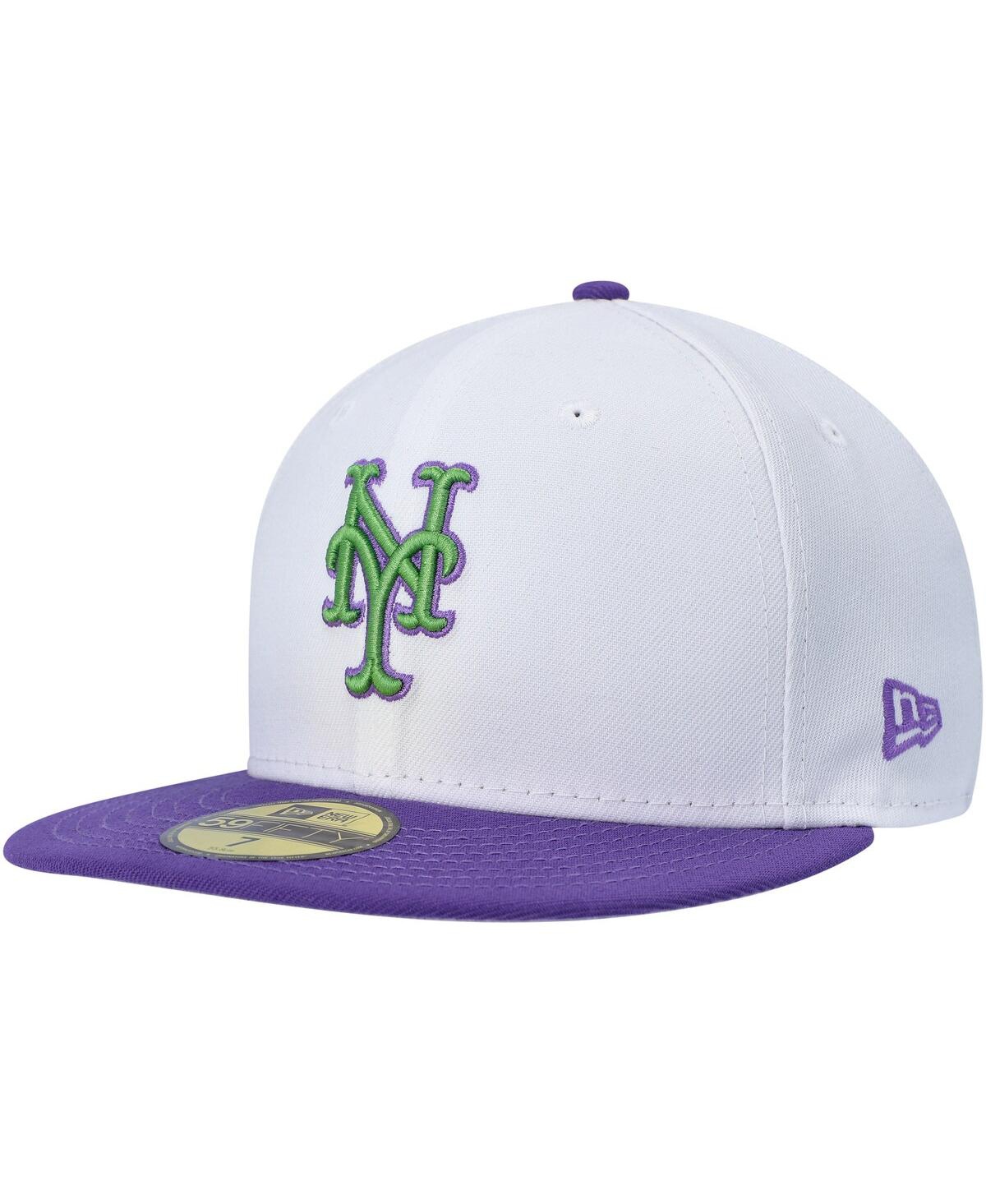 Shop New Era Men's  White New York Mets Side Patch 59fifty Fitted Hat