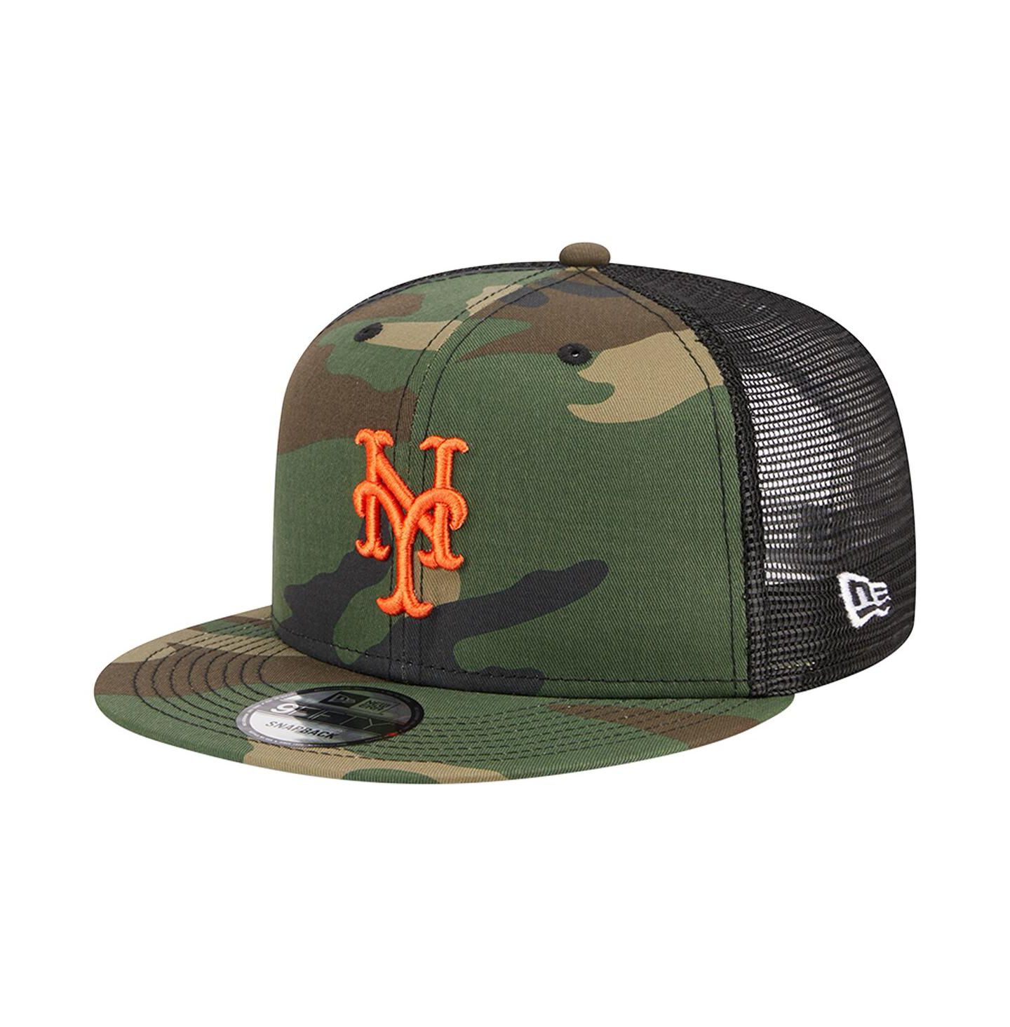 Мужская кепка New Era Camo New York Mets Woodland Camo Trucker 9FIFTY Snapback Hat — фото 2