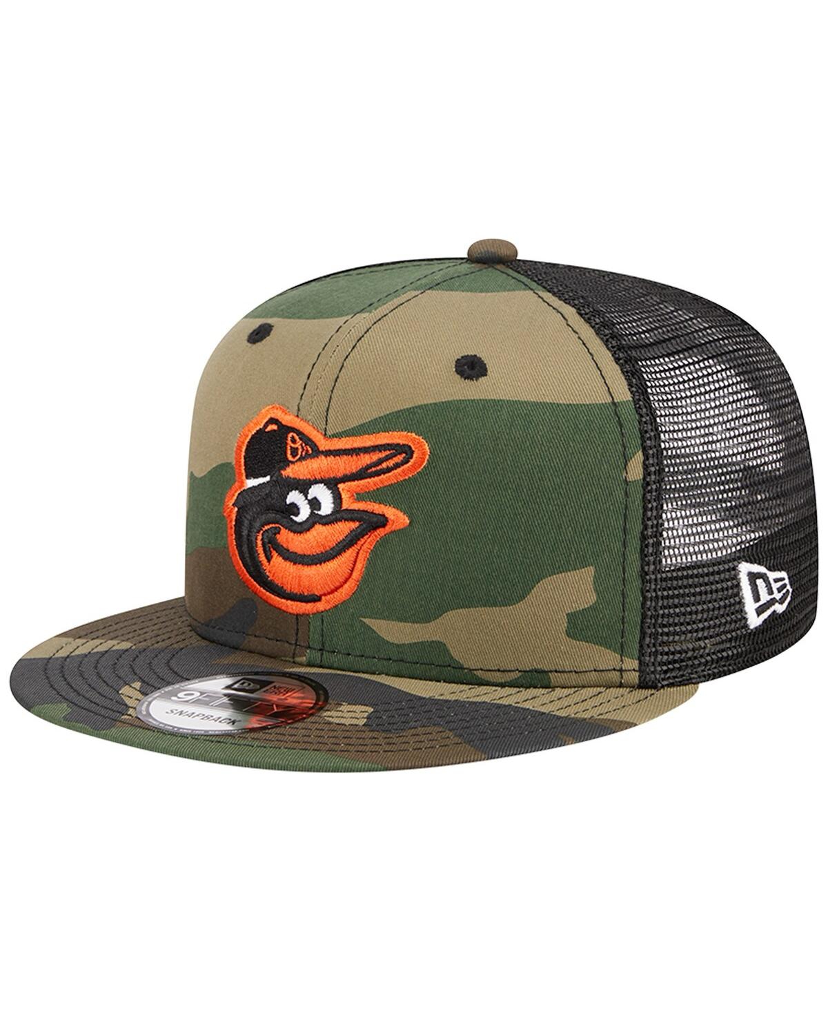 New Era Men's  Camo Baltimore Orioles Woodland Camo Trucker 9fifty Snapback Hat In Camo