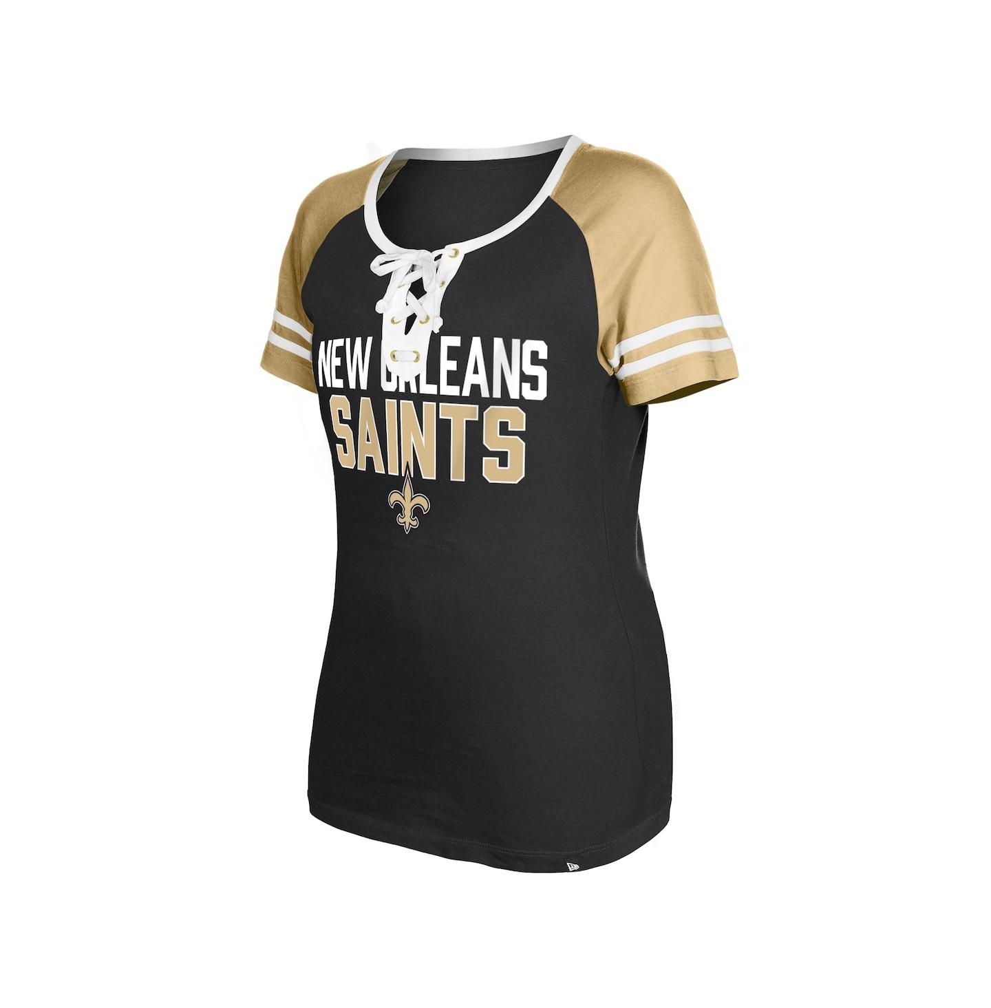 Женская футболка New Era Black New Orleans Saints Raglan Lace-Up — фото 3