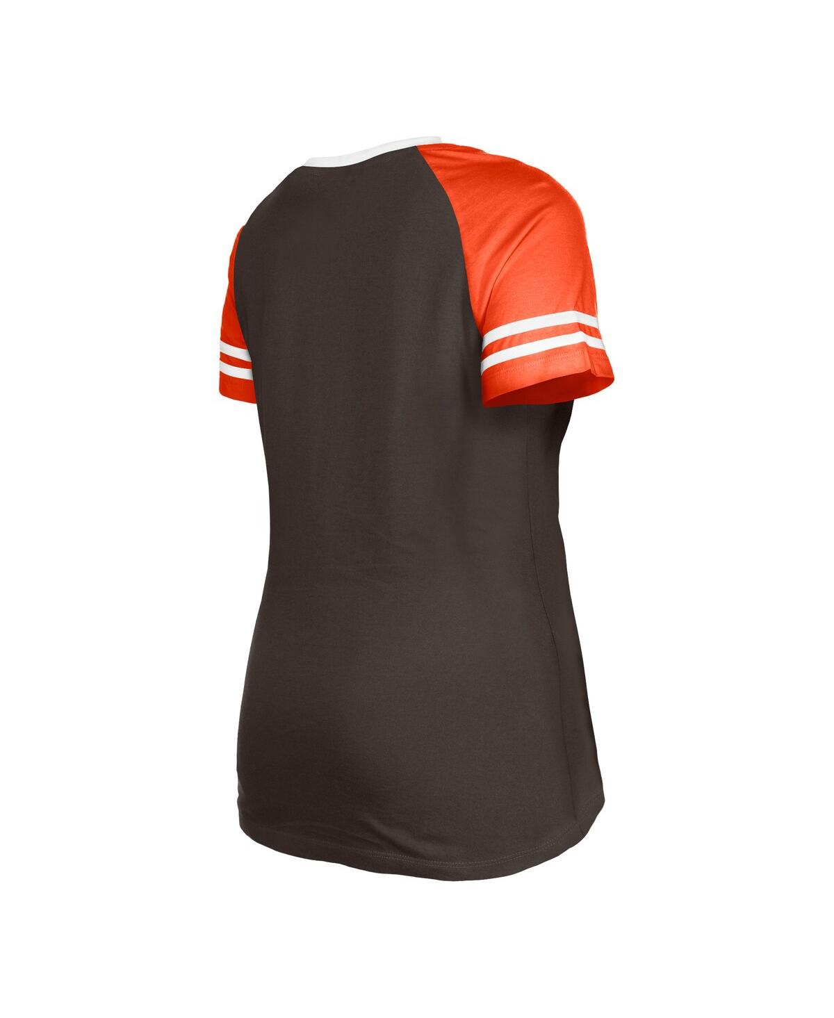 NEW ERA WOMEN'S NEW ERA BROWN CLEVELAND BROWNS RAGLAN LACE-UP T-SHIRT 