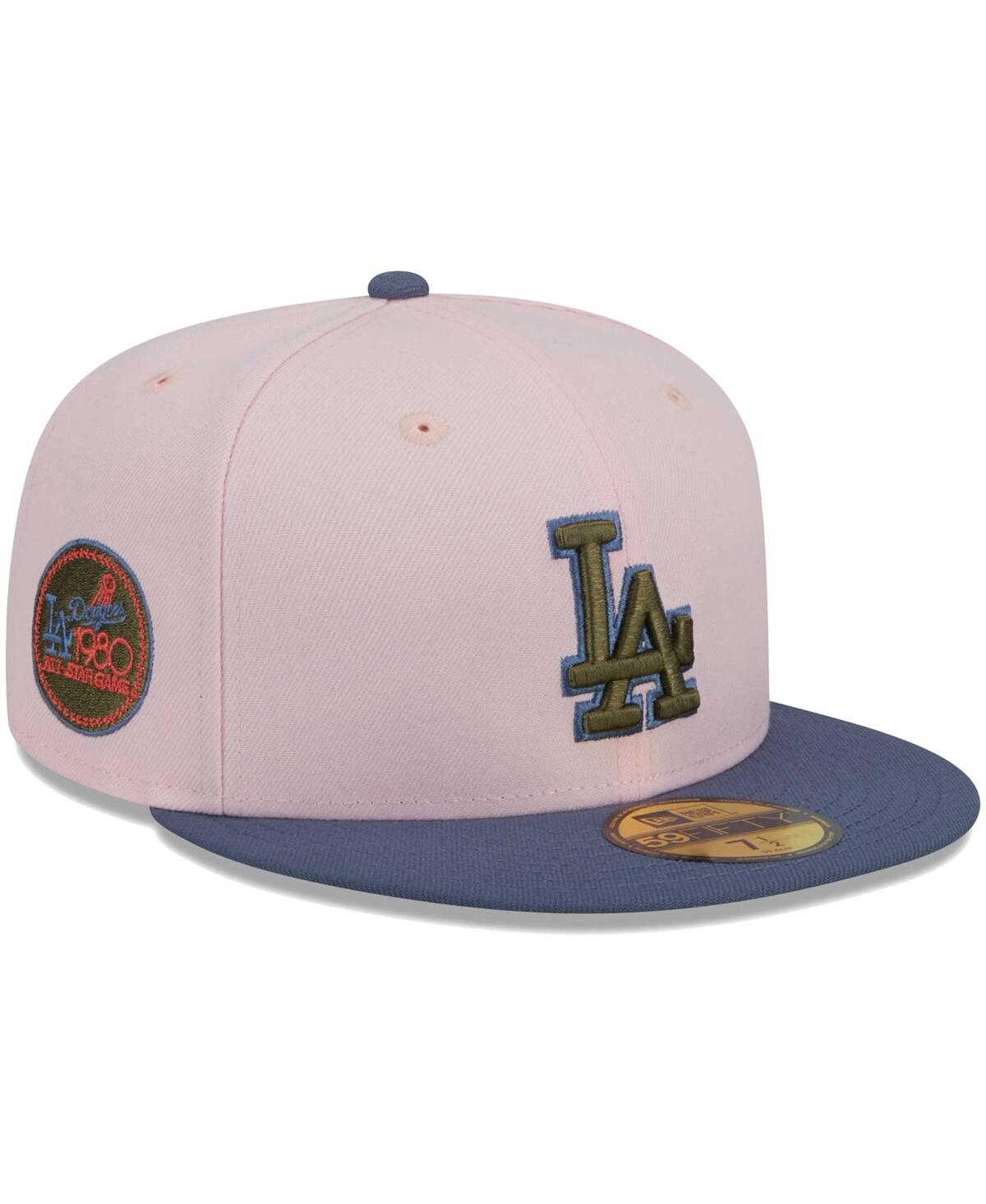Shop New Era Men's  Pink, Blue Los Angeles Dodgers Olive Undervisor 59fifty Fitted Hat In Pink,blue