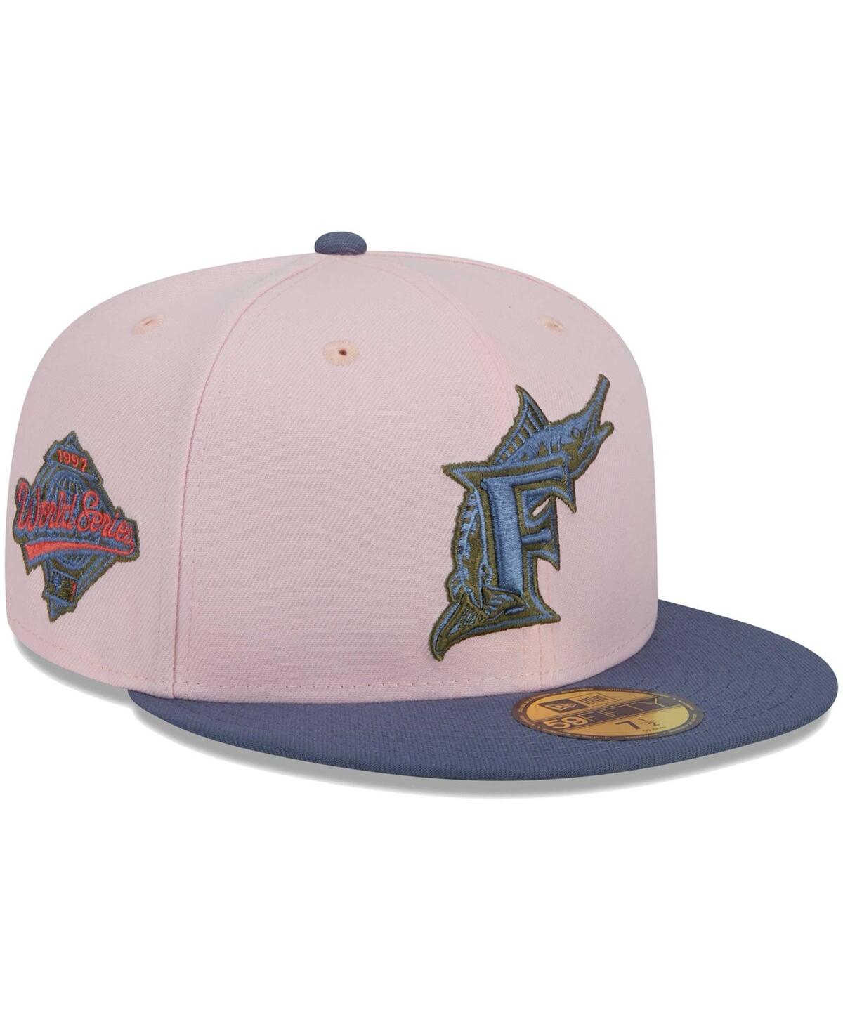 Men's New Era Blue Florida Marlins Cooperstown Collection Olive Undervisor 59FIFTY Fitted Hat - Blue