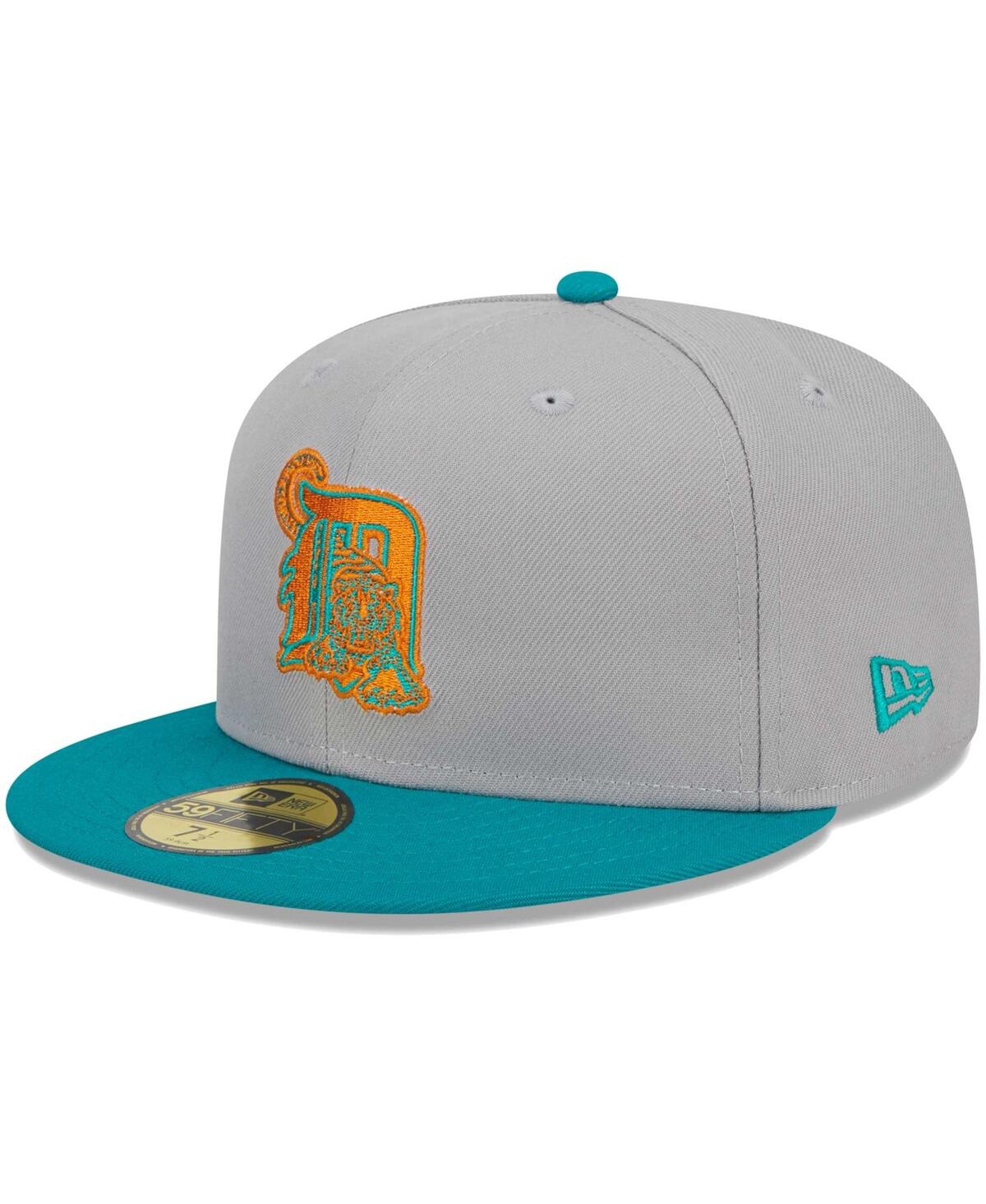 NEW ERA MEN'S NEW ERA GRAY, TEAL DETROIT TIGERS 59FIFTY FITTED HAT 