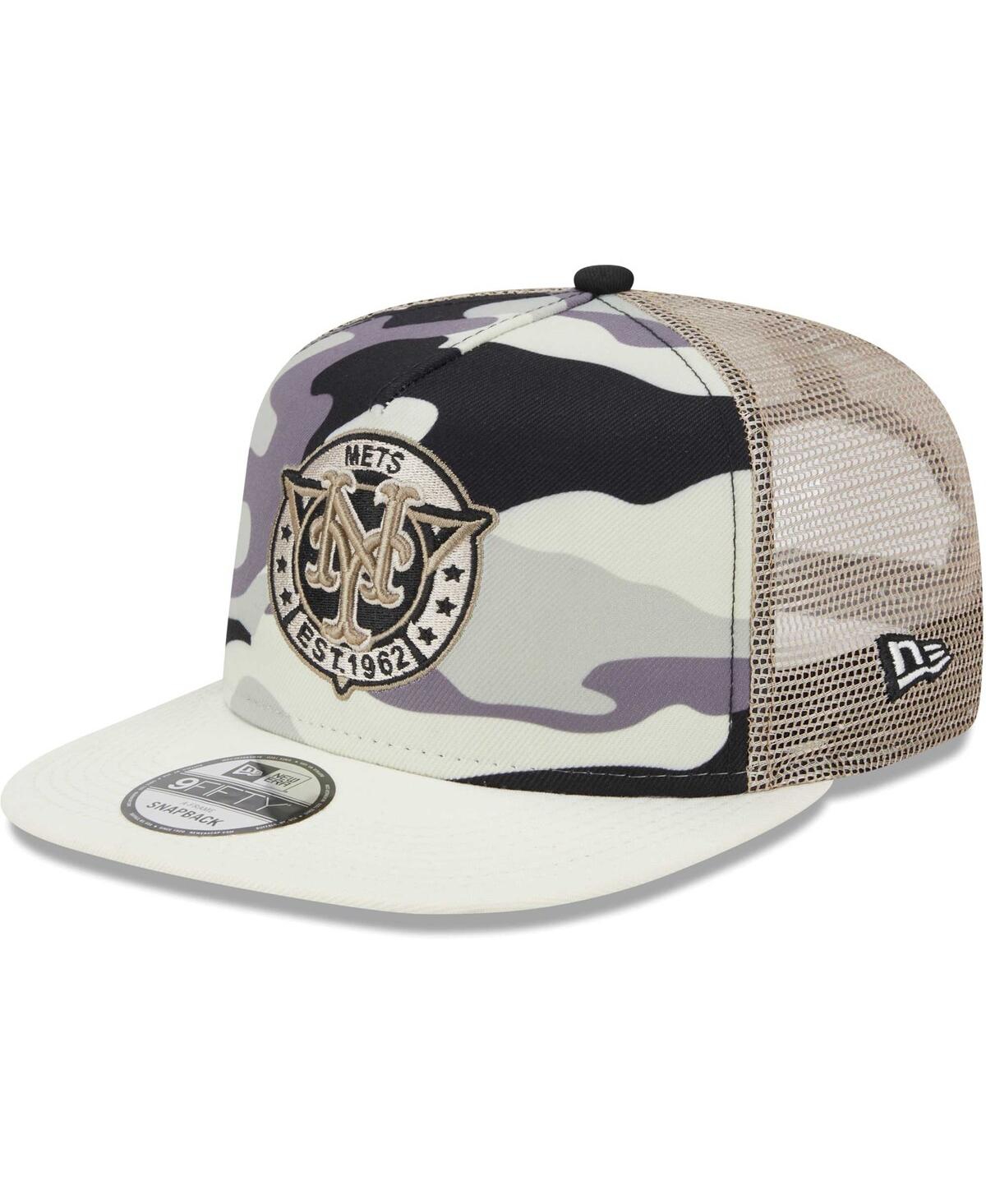 New Era Men's  White New York Yankees Chrome Camo A-frame 9fifty Trucker Snapback Hat In White