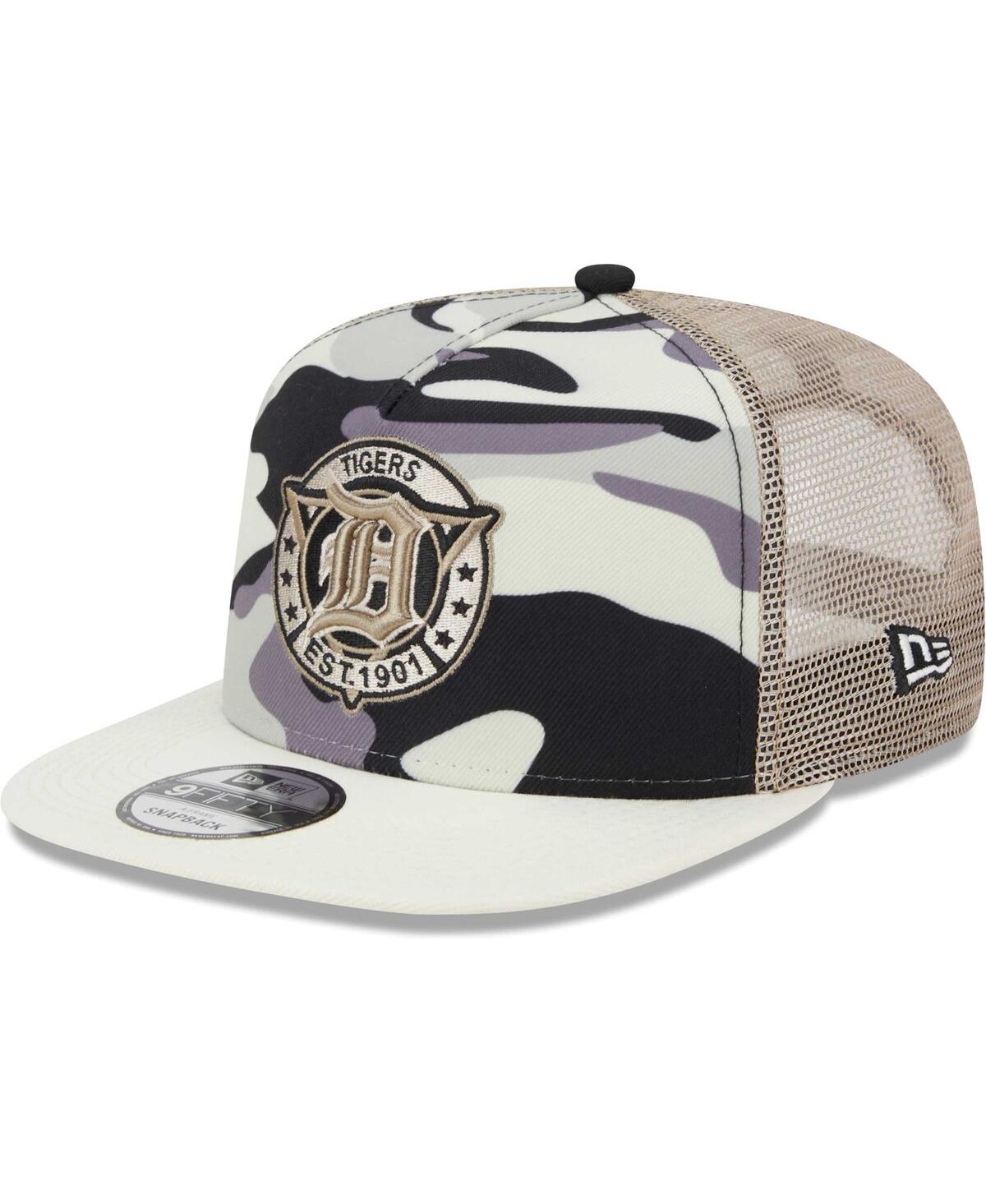 New Era Men's  White Detroit Tigers Chrome Camo A-frame 9fifty Trucker Snapback Hat
