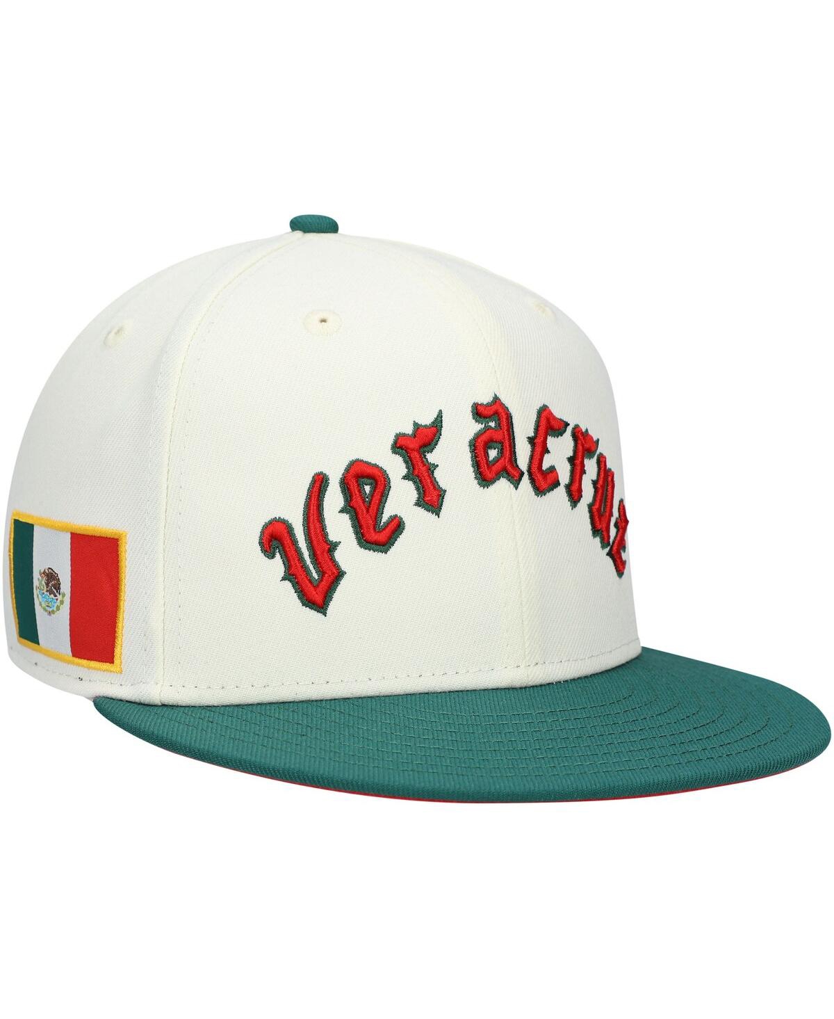 Men's Rings & Crwns Cream, Green Azules de Veracruz Team Fitted Hat - Cream, Green