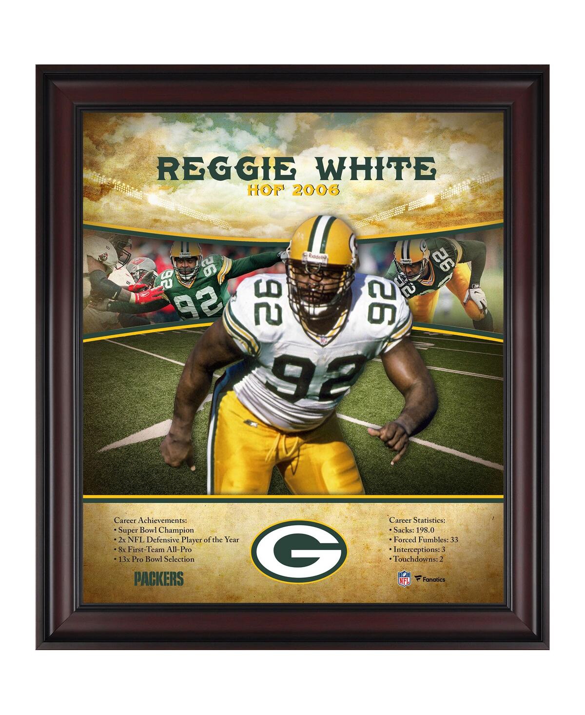 Fanatics Authentic Reggie White Green Bay Packers Framed 15" X 17" Hall Of Fame Career Profile