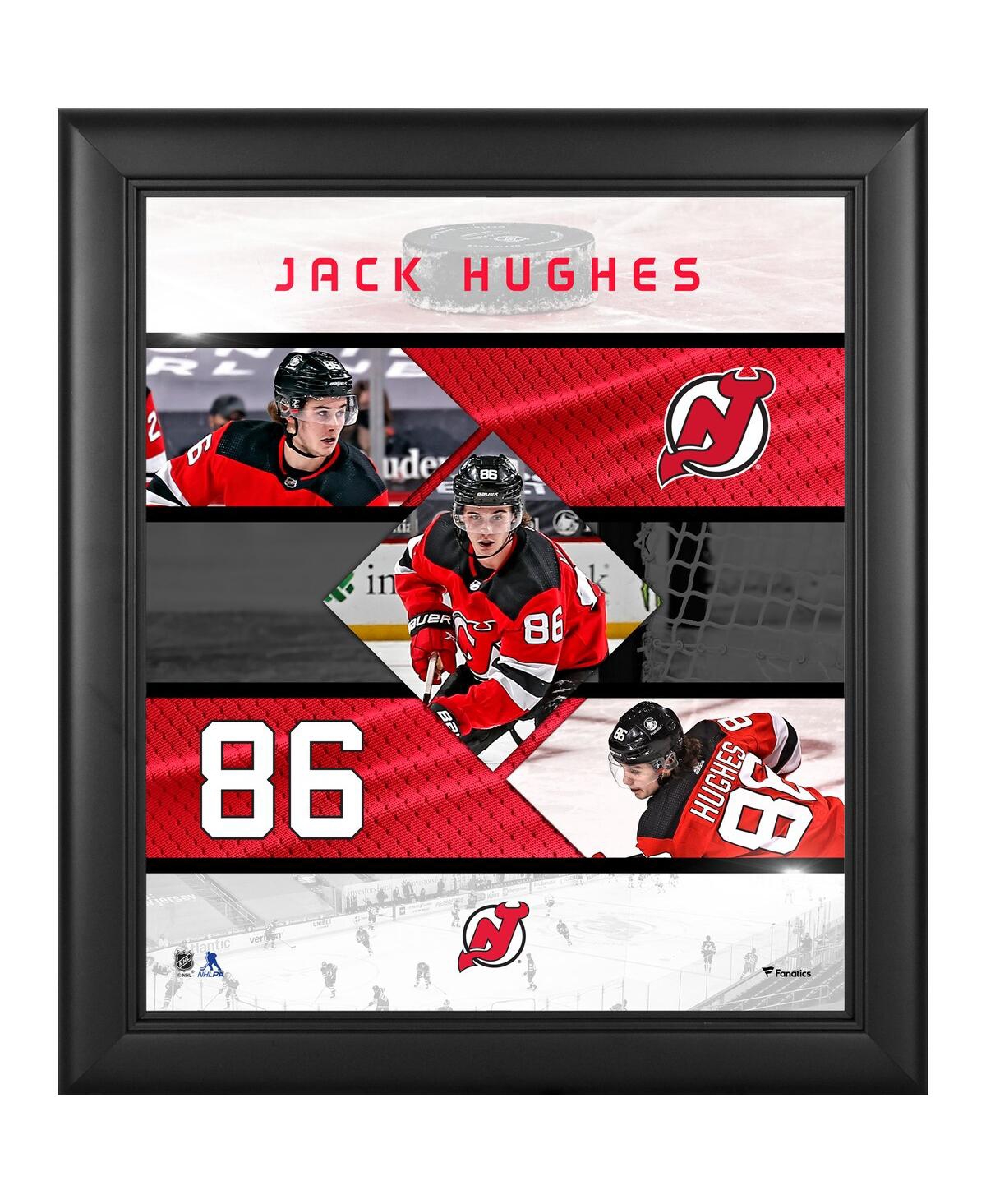 Fanatics Authentic Jack Hughes New Jersey Devils Framed 15" X 17" Stitched Stars Collage In Multi