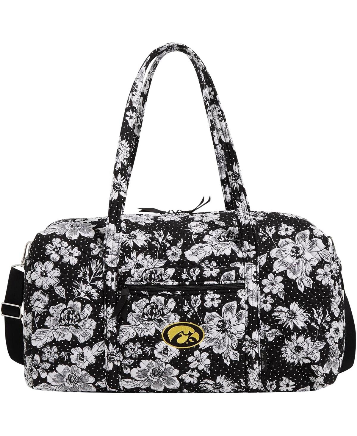 Shop Vera Bradley Men's And Women's  Iowa Hawkeyes Rain Garden Large Travel Duffel Bag In Black,white