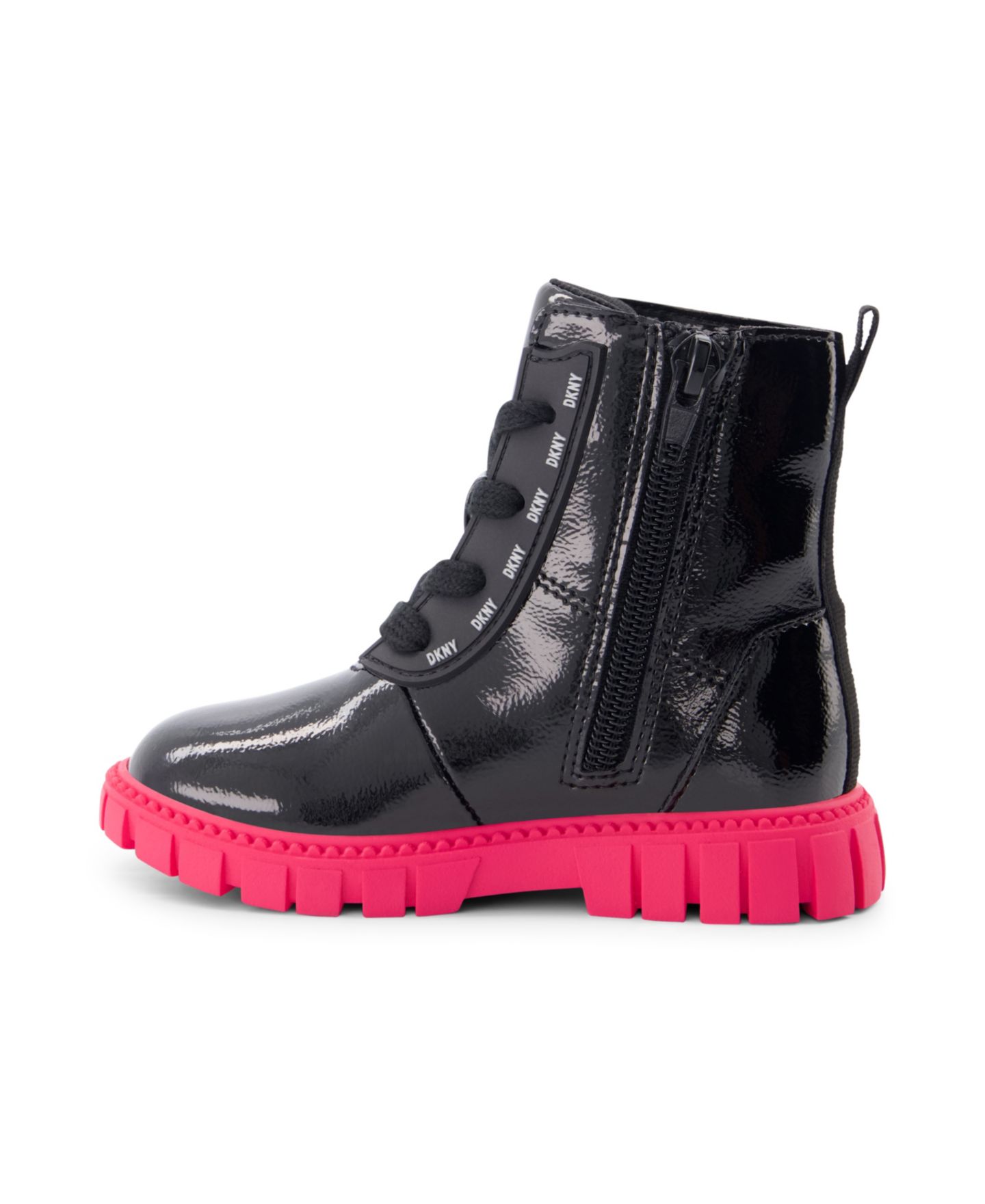 Ботинки DKNY Carrie Combat Zipper Closure Lace-Up Boots для девочек-малышей, цвет: Чёрный — фото 7