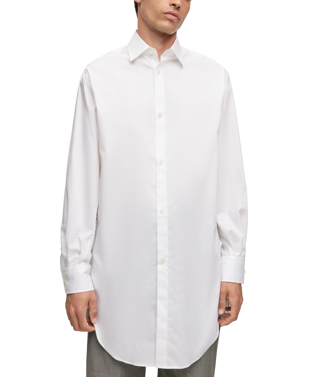 Hugo Boss Boss By  Men's Longline Regular-fit Dress Shirt In White