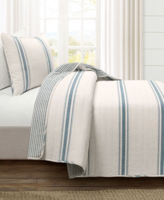 Farmhouse Stripe Reversible Cotton 2-Piece Quilt, Twin/Twin XL