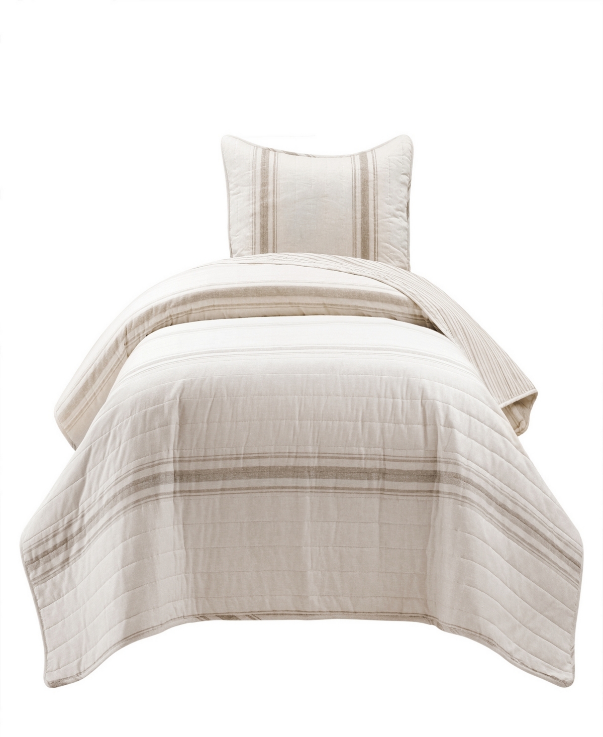 Lush Decor Farmhouse Stripe Reversible Cotton 2-Piece Quilt, Xl