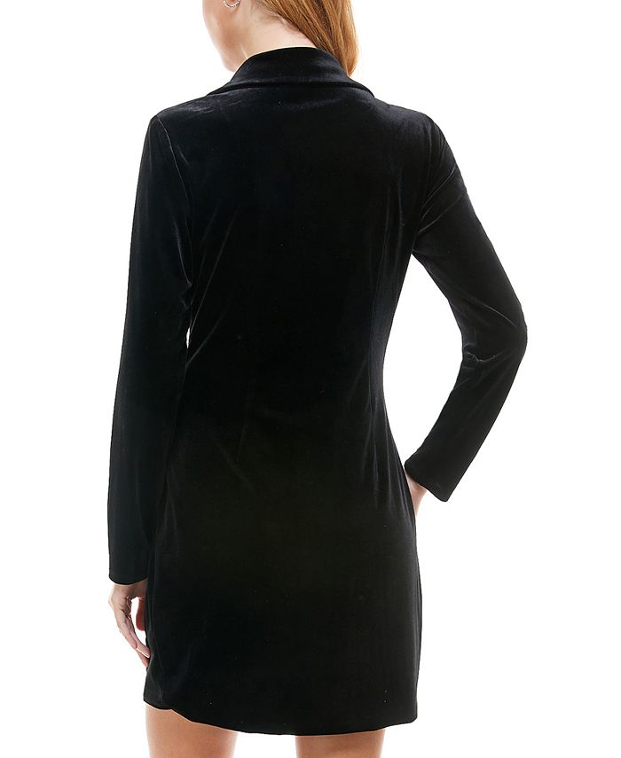 City Studios Juniors' Notch-Lapel Tuxedo-Style Velvet Dress - Macy's