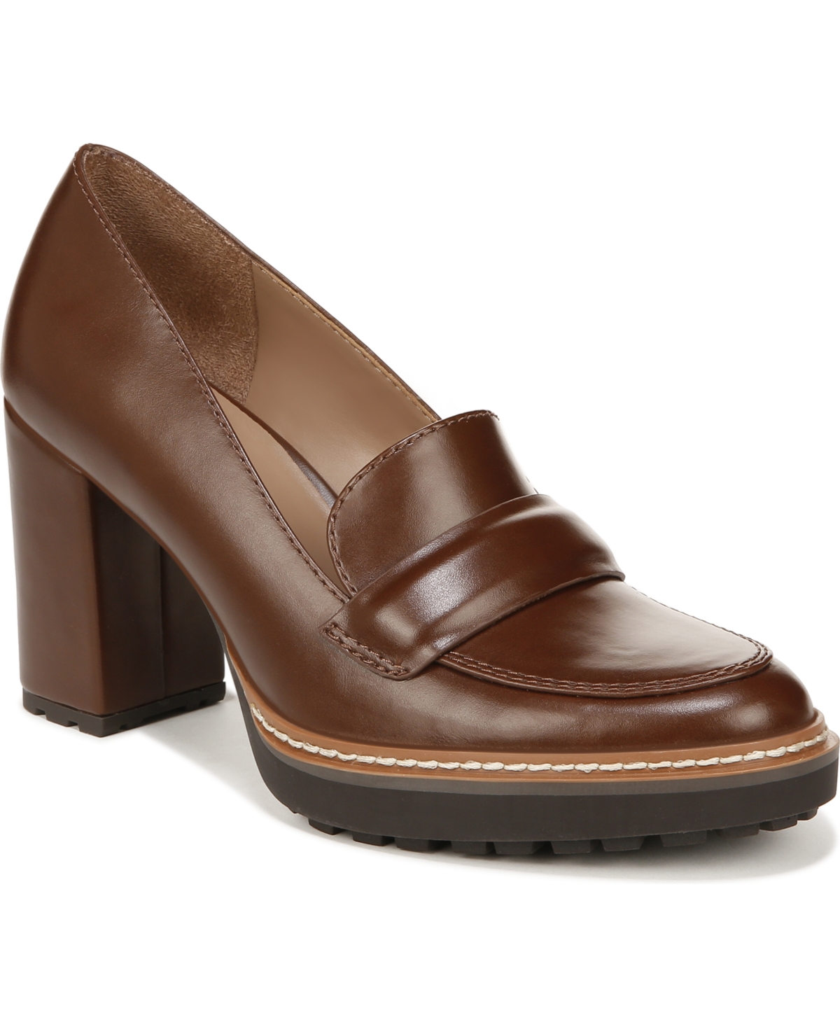 Naturalizer Dabney High-heel Loafers In Cinnamon Faux Leather
