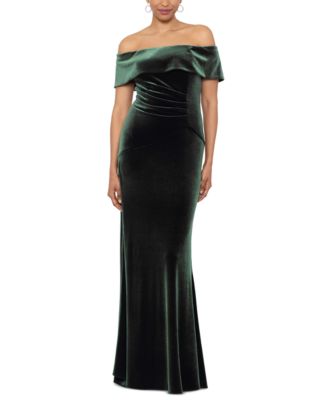 XSCAPE Off-The-Shoulder Velvet Gown - Macy's