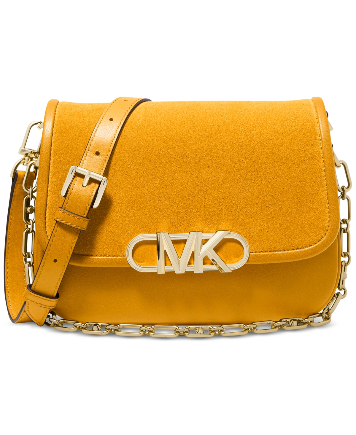 Michael Kors Parker Signature Mk Logo Medium Saddle Crossbody Bag, Womens, Brown/Luggage