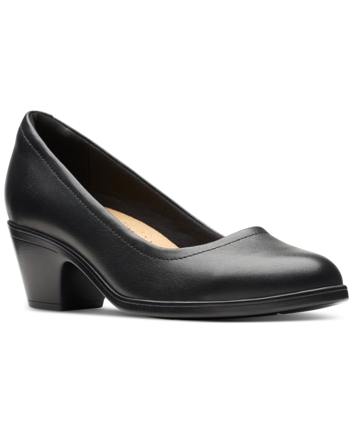 Clarks Women's Teresa Step Block-heel Comfort Pumps Women's Shoes In Black Leather
