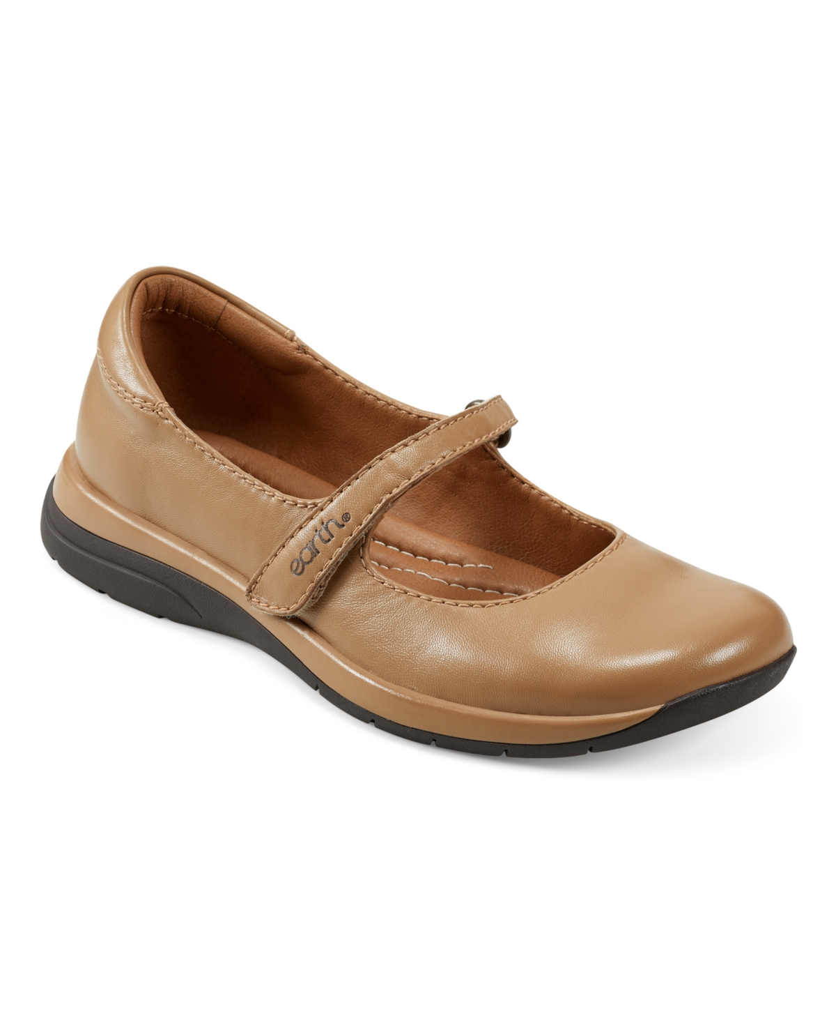 Shop Earth Women's Tose Round Toe Mary Jane Casual Ballet Flats In Medium Natural Leather