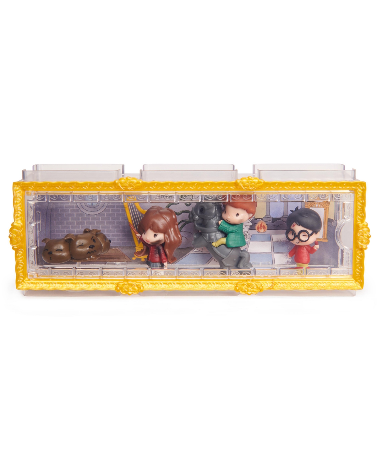 Wizarding World Harry Potter, Micro Magical Moments Scene Gift Set With Exclusive Harry, Hermione, Ron, Fluffy Figur In Multi-color