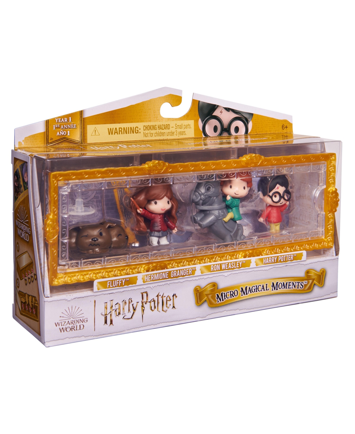 Wizarding World Harry Potter, Micro Magical Moments Scene Gift Set With Exclusive Harry, Hermione, Ron, Fluffy Figur In Multi-color