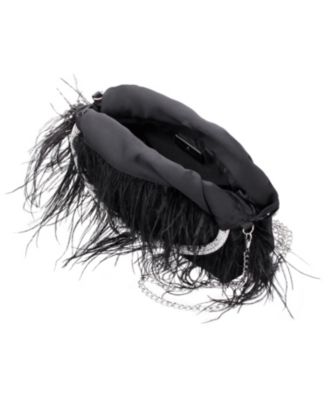 Crystal Handle Feather Pouch