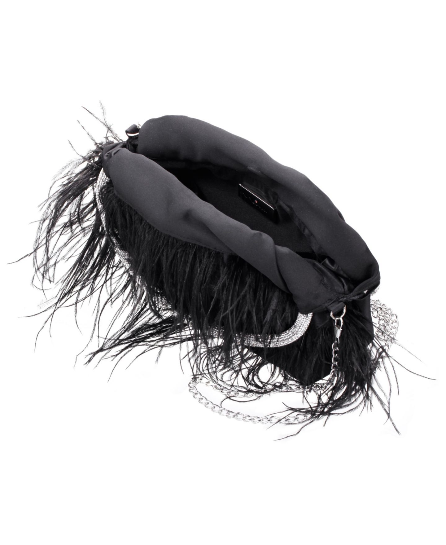 Женская сумка Nina Crystal Handle Feather Pouch, цвет: Чёрный — фото 4