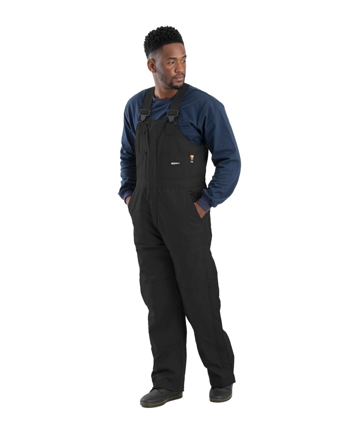 Men's Flame Resistant Duck Insulated Bib Overall - Black