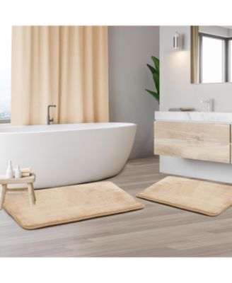 2 Piece Ultra Soft Non-Slip Plush Memory Foam Bath Rug Set - Small & Large