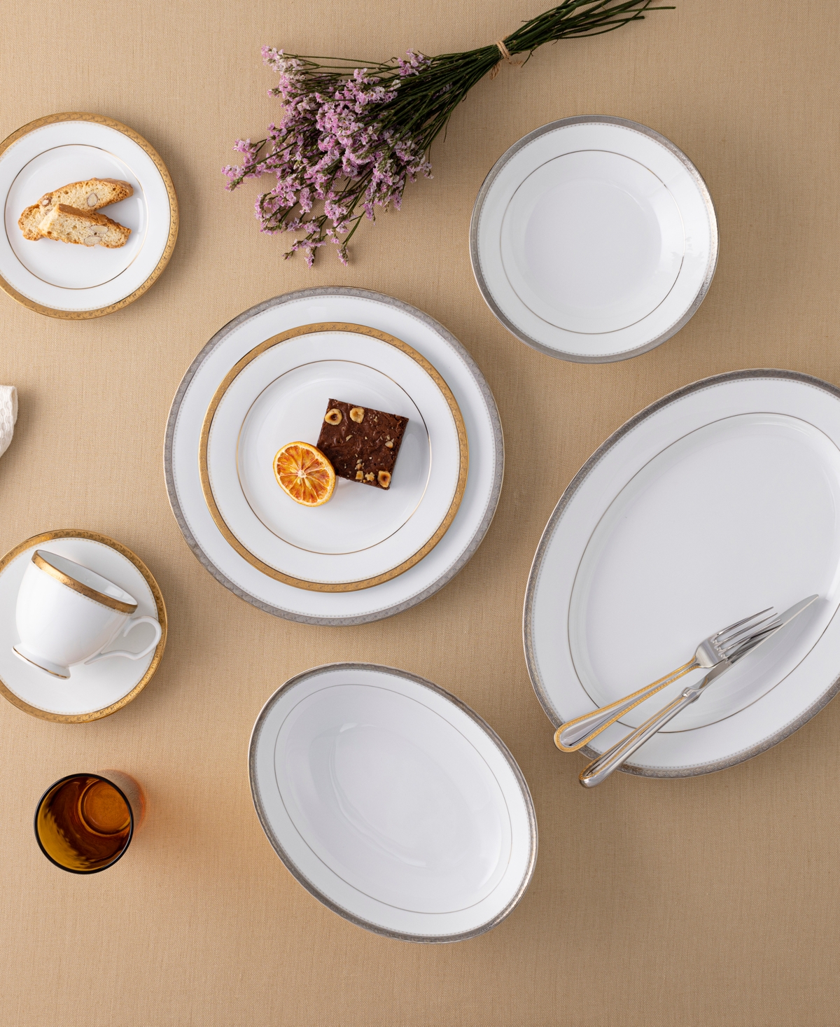 Noritake Charlotta Platinum Oval Platter, 16"