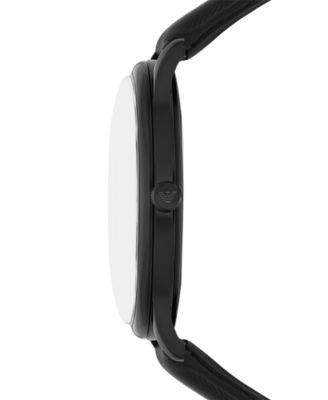 Men's Black Leather Strap Watch 42mm