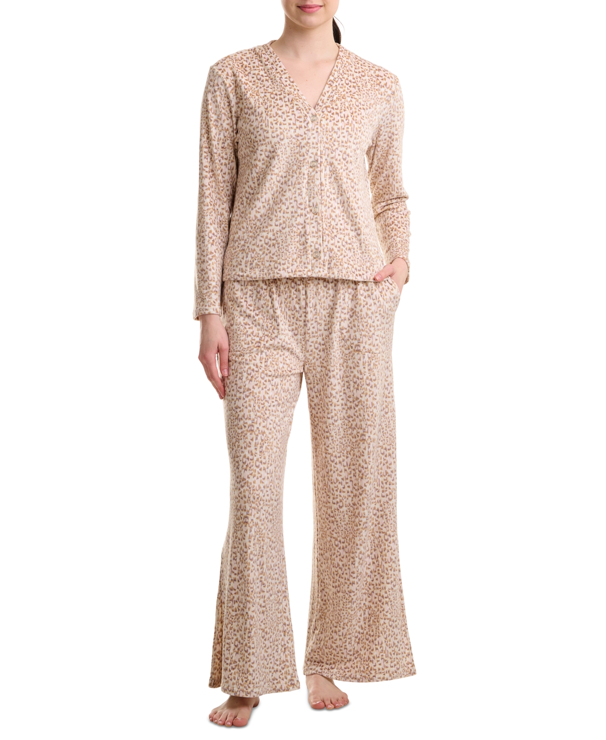 Shop Splendid Women's 2-pc. Button-front Pajamas Set In Ikat Leo