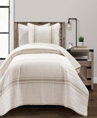 Farmhouse Stripe Reversible Cotton 2-Piece Quilt, Twin/Twin XL