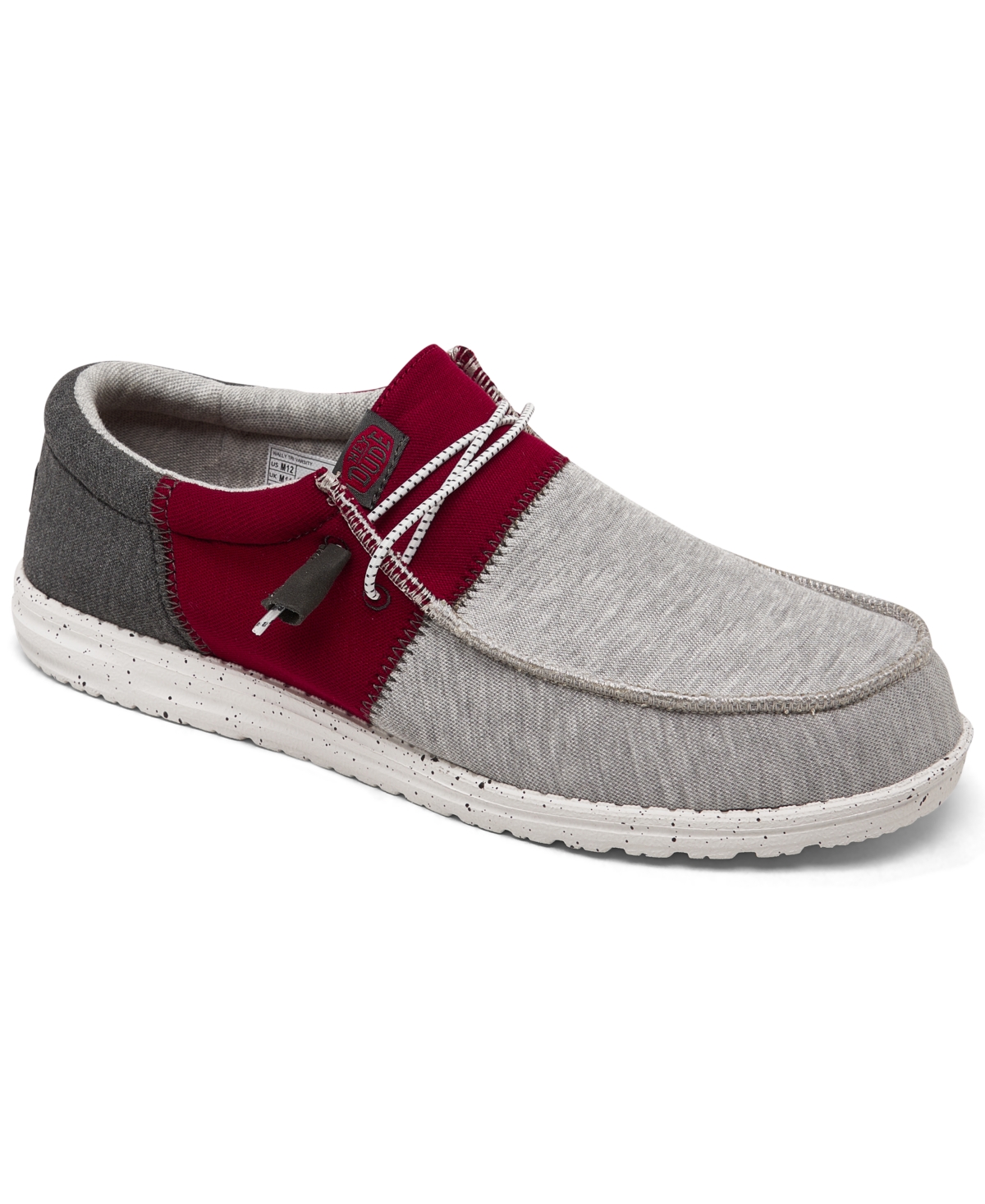 Shop Hey Dude Men's Wally Tri Varsity Casual Moccasin Sneakers From Finish Line In Crimson