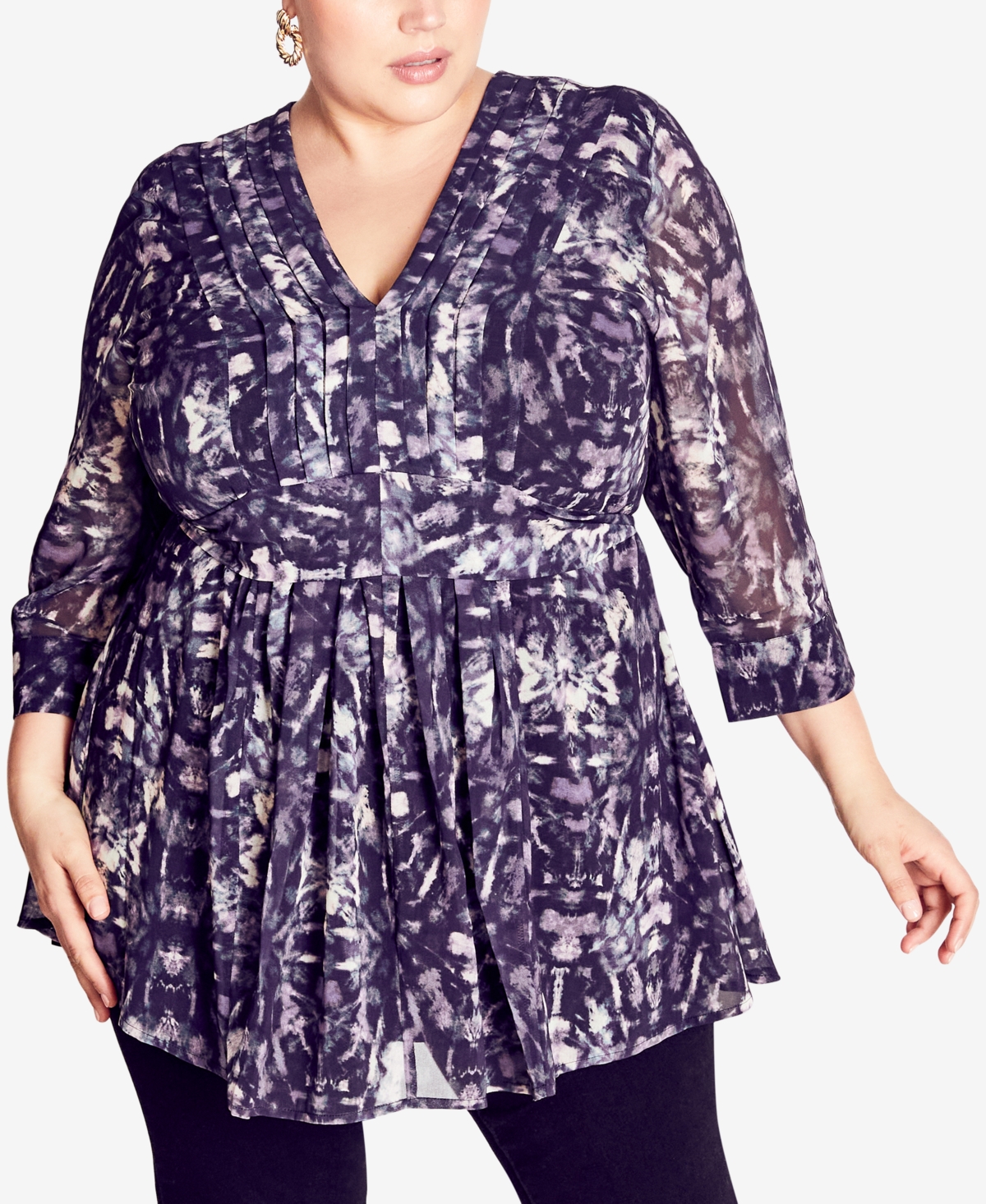Avenue Plus Size Print Tunic Top - After Dark