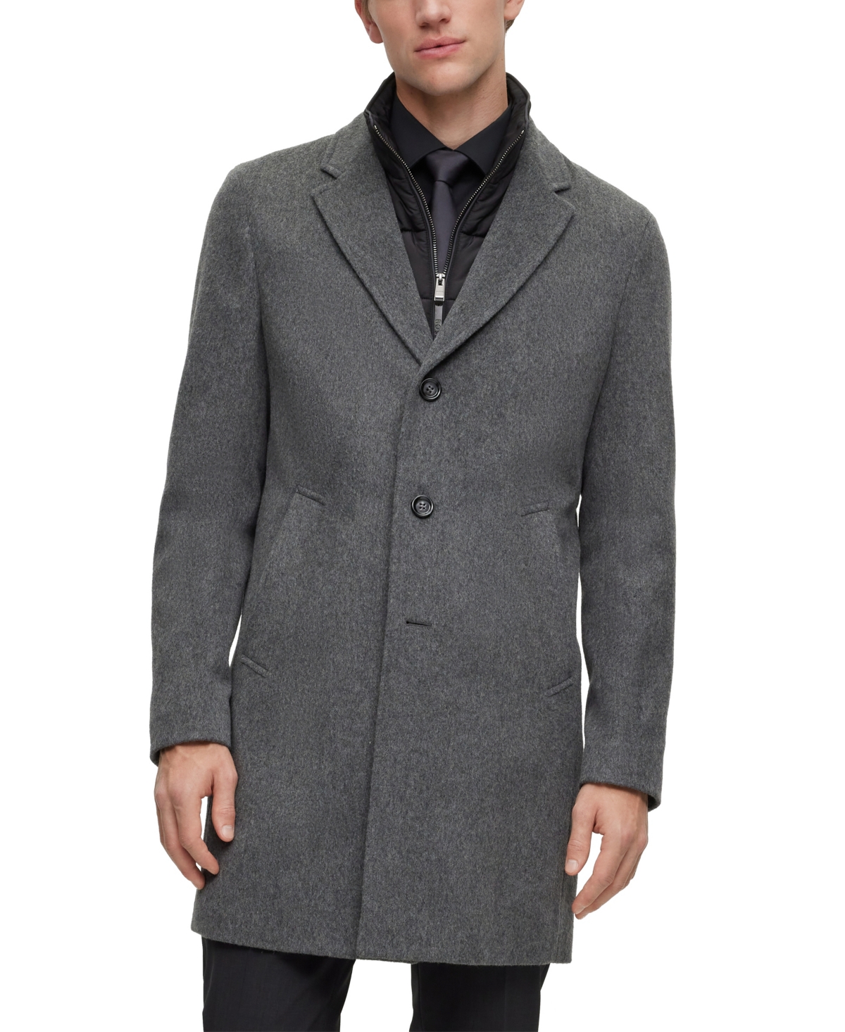 Shop Hugo Boss Boss By  Men's Wool-blend Zip-up Coat In Medium Gray