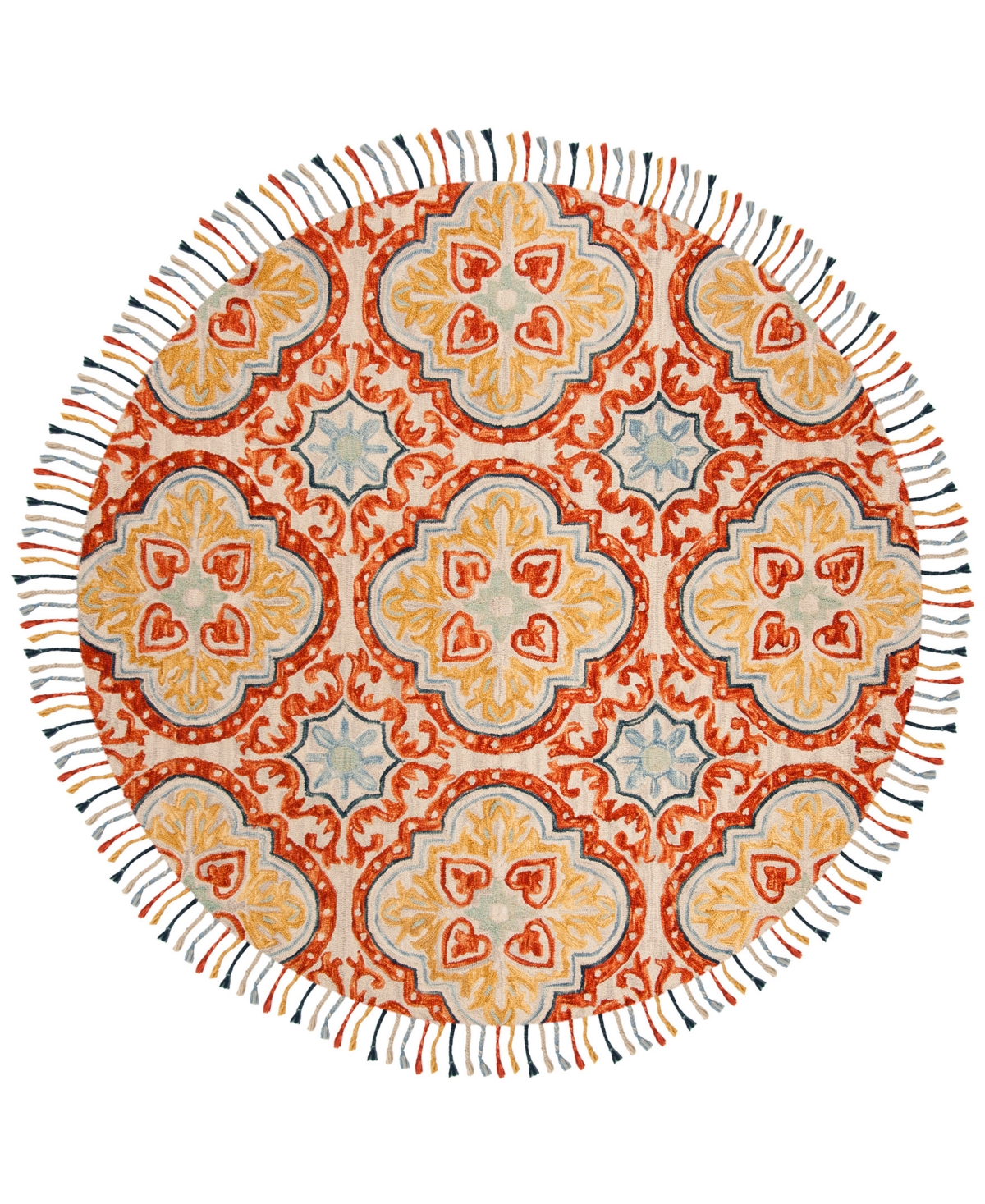 Safavieh Aurora APN217 7' x 7' Round Area Rug - Beige, Rust