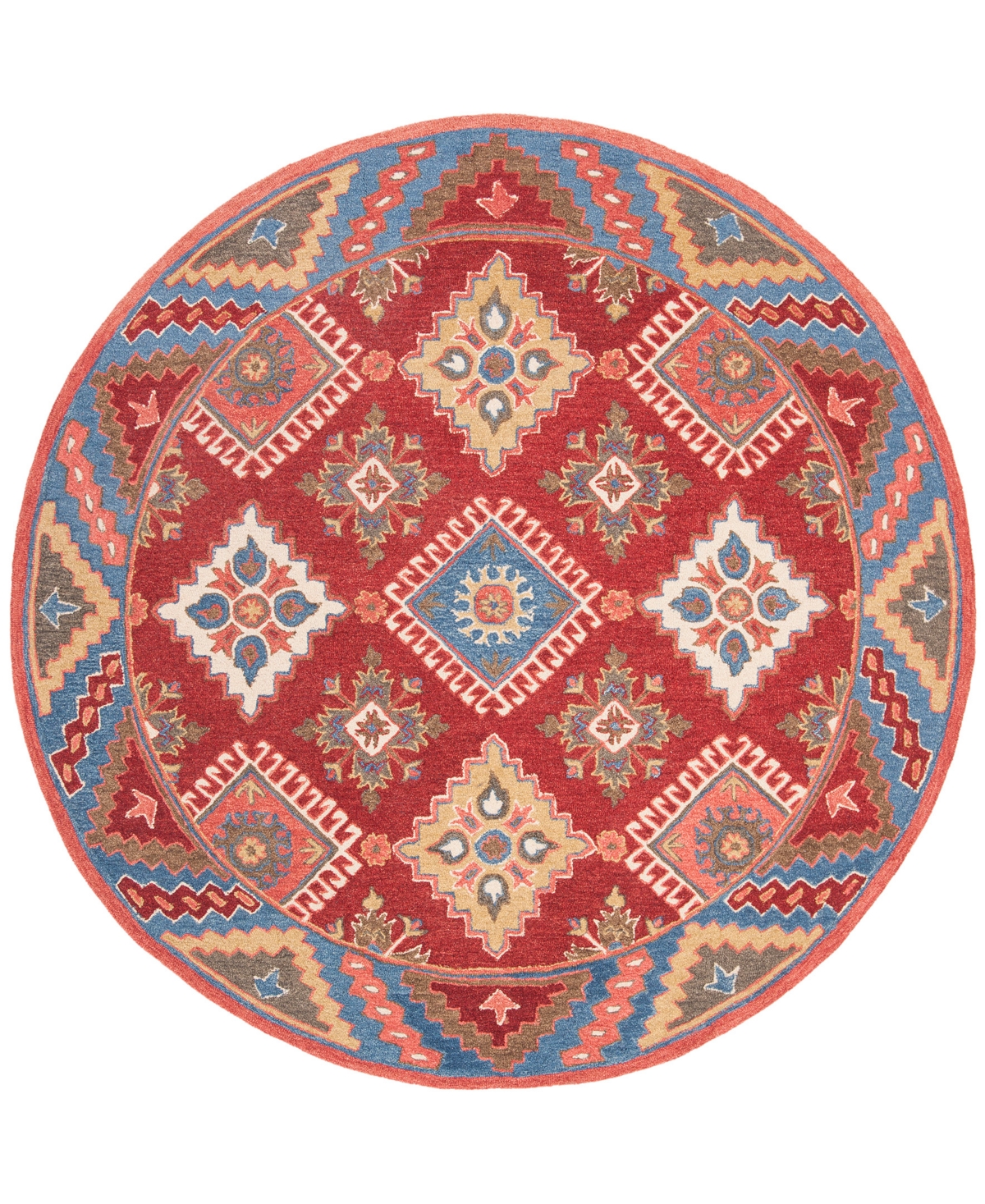 Safavieh Aurora APN803 7' x 7' Round Area Rug - Red, Blue