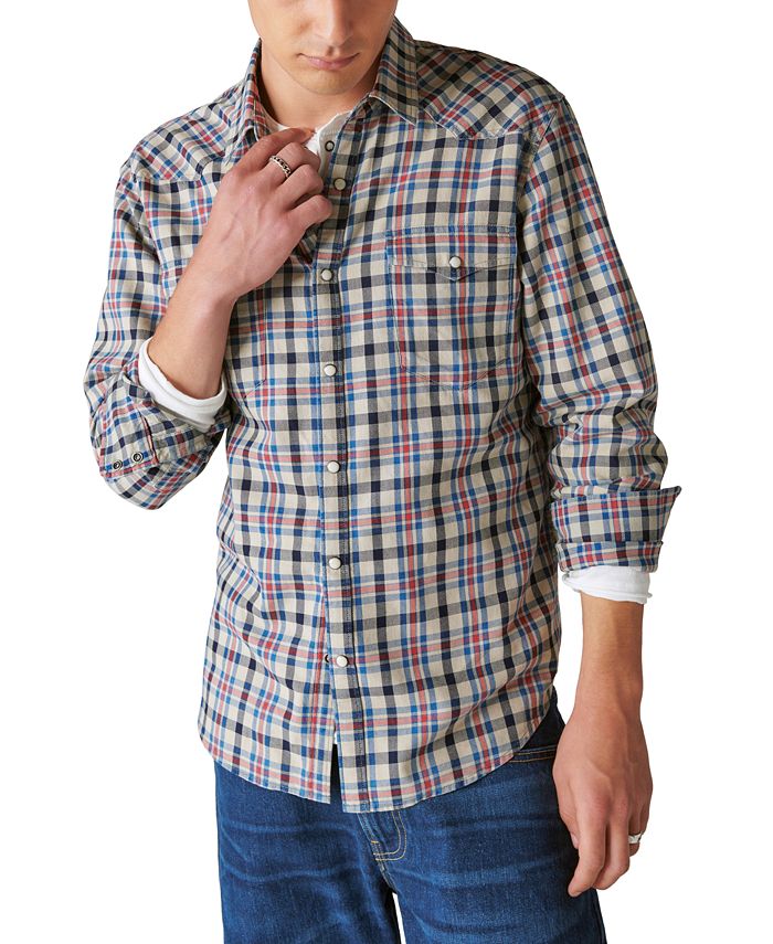 Lucky Brand Men's Plaid Cloud Soft Long-Sleeve Flannel Shirt - Macy's
