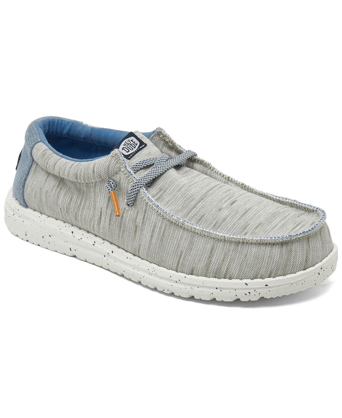 Shop Hey Dude Little Kids Wally Jersey Casual Moccasin Sneakers From Finish Line In Grey,light Blue