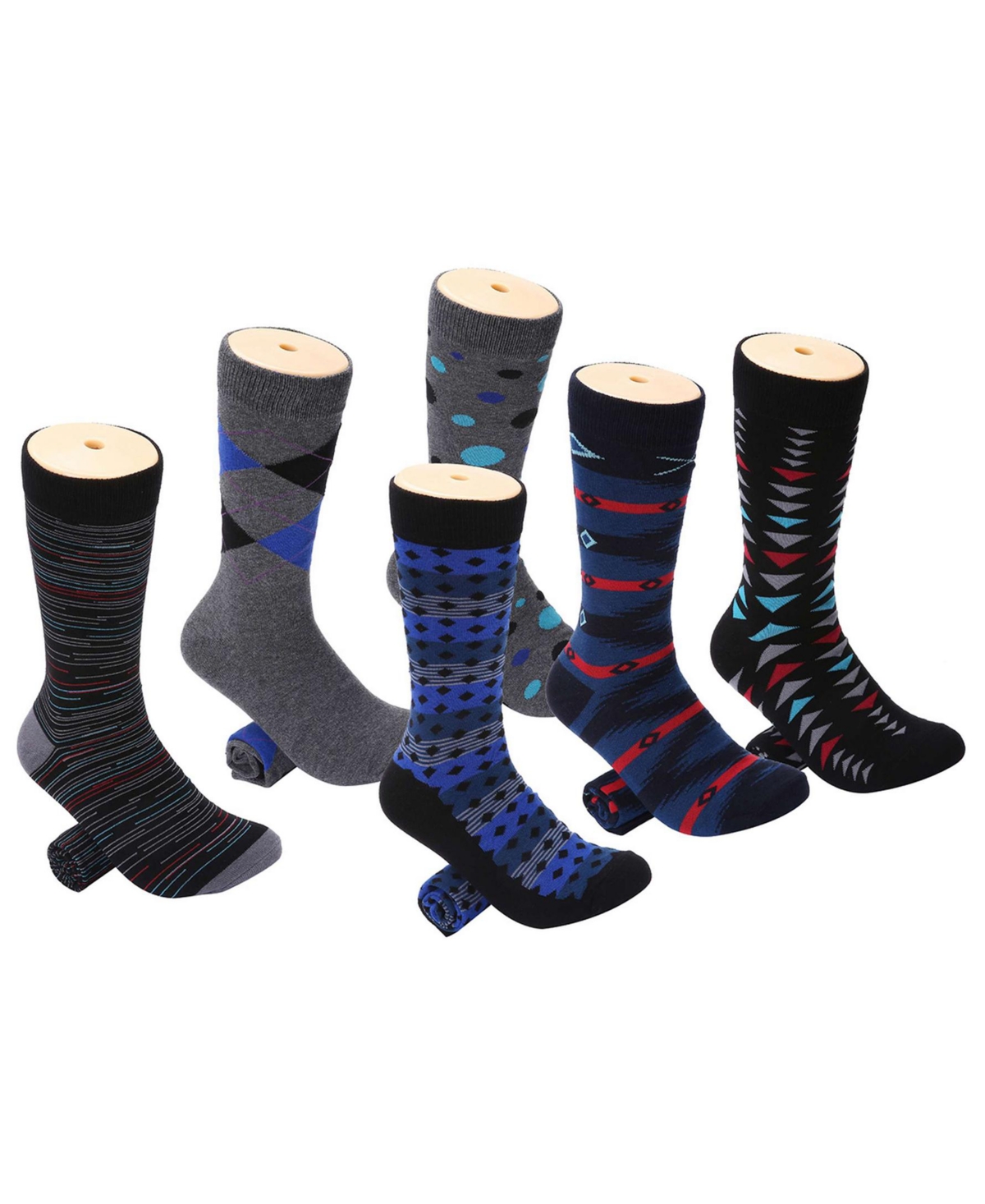 Mio Marino Men's Sleek Flair Dress Crew Socks 6 Pack