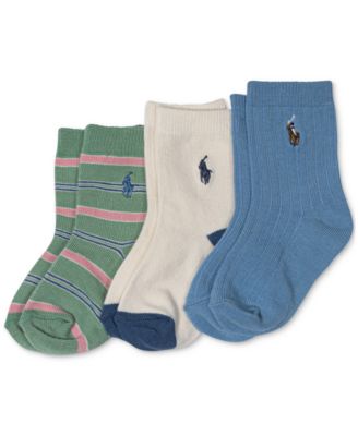 Polo Ralph Lauren - Baby Boys Oxford Stripe Crew Socks, Pack of 3
