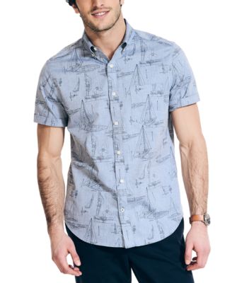 Nautica - Men's Classic-Fit Printed Button-Down Chambray Shirt