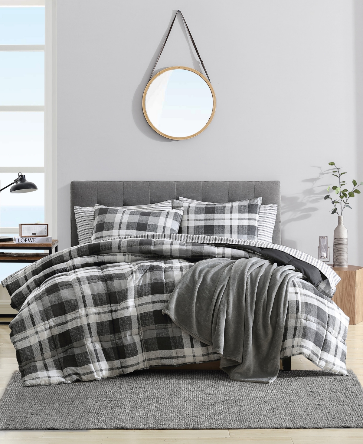 Nautica Cross View Plaid Brushed Micro Suede 3 Piece Comforter Set